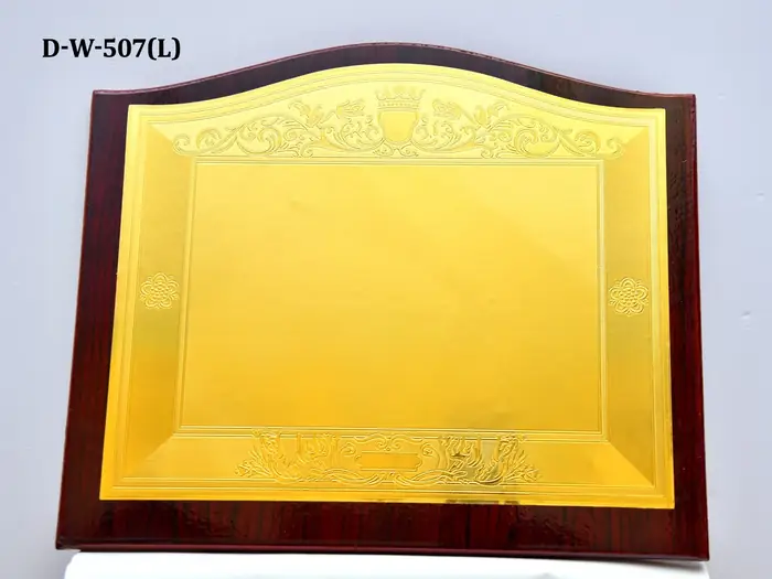 Premium gold certificate plaque with wooden finish